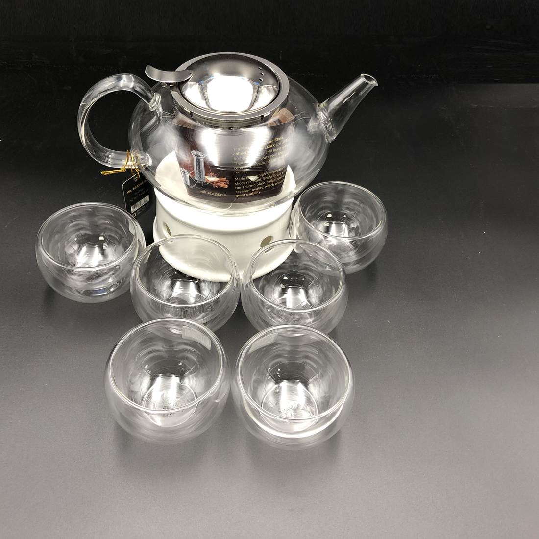 Wilmax Large Asian Thermo Tea Set with 6 Bowls and Stand