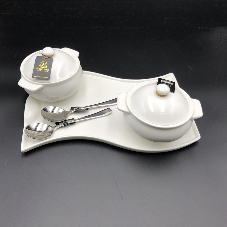 Wilmax Porcelain Baking Pot Set for 2 with Spoons