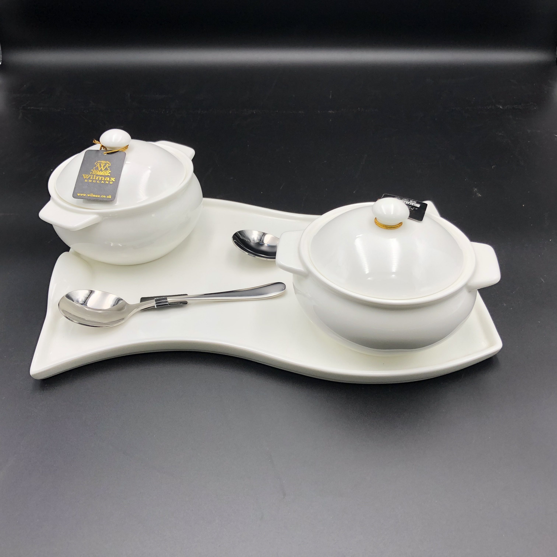 Wilmax Porcelain Baking Pot Set for 2 with Spoons