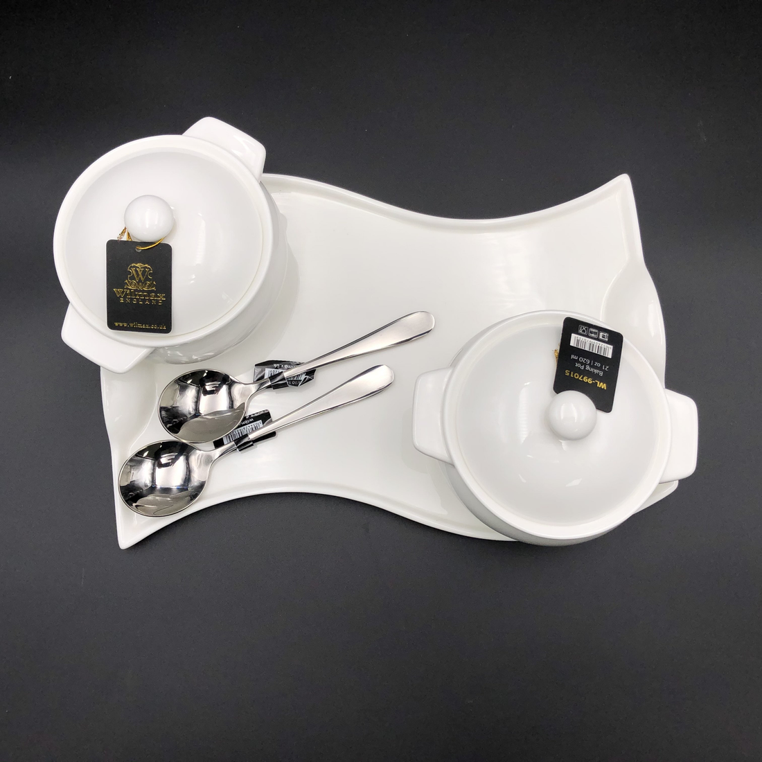 Wilmax Porcelain Baking Pot Set for 2 with Spoons
