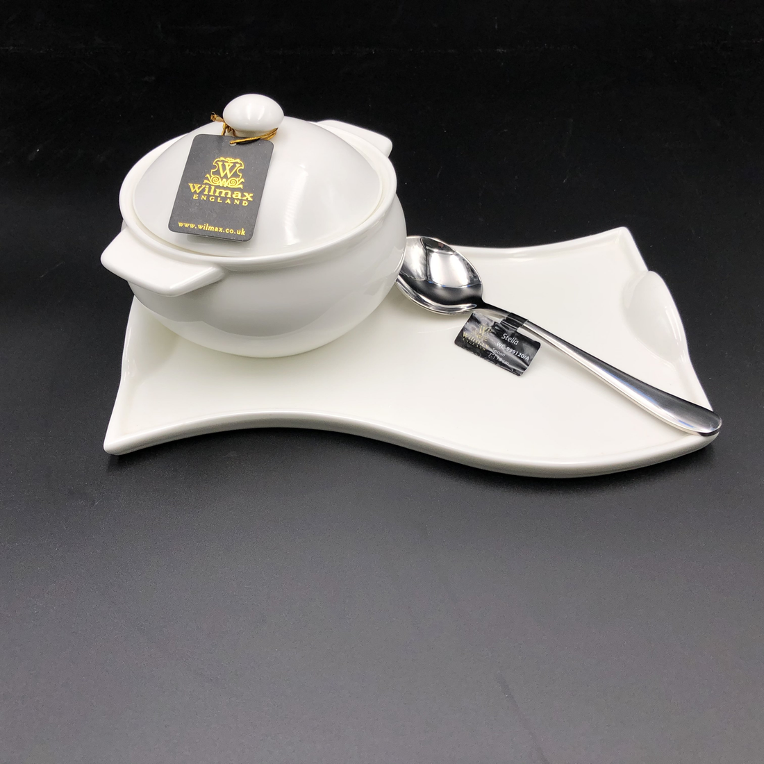 Wilmax Porcelain Individual Baking Pot Set with Spoon