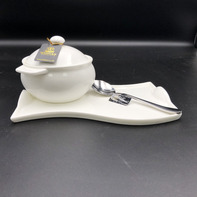 Wilmax Porcelain Individual Baking Pot Set with Spoon