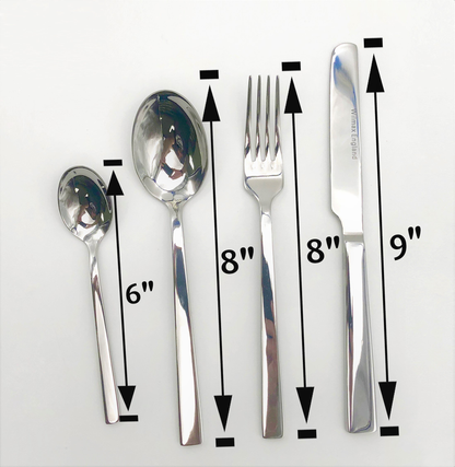 Wilmax 4-Piece Stainless Steel Dinner Set, Square Handle
