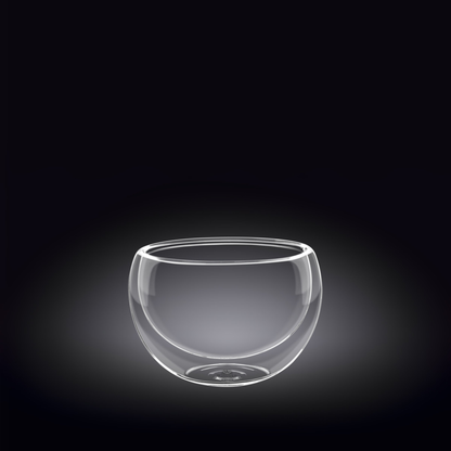 Wilmax Thermo Double-Wall Glass Bowl, 6.8 oz, Set of 6