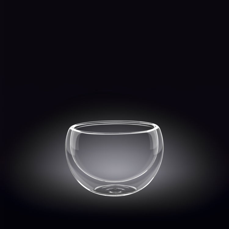 Wilmax Thermo Double-Wall Glass Bowl, 6.8 oz, Set of 6