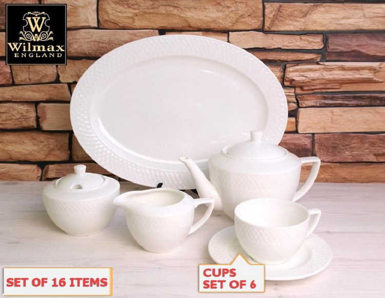 Wilmax Julia Fine Porcelain 16-Piece High Tea Set
