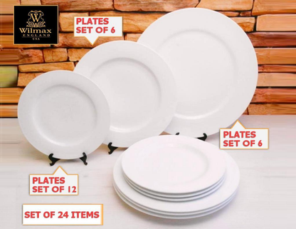 Wilmax Fine Porcelain 24-Piece Professional Set for 6
