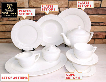 Wilmax Julia Porcelain 34-Piece Entertaining Set for 6