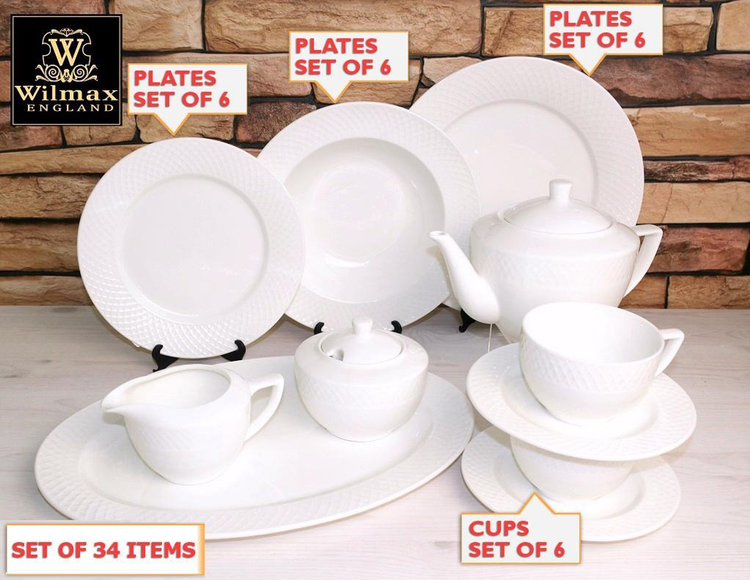 Wilmax Julia Porcelain 34-Piece Entertaining Set for 6