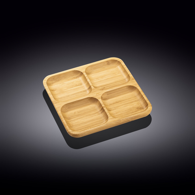 Wilmax Bamboo Square Divided Dish, 8.5 x 8.5 in (WL-771220)