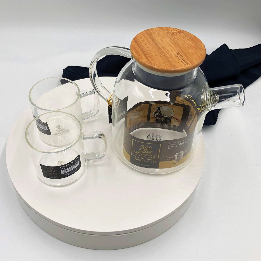 Wilmax Thermo Glass Tea Set for Two with Mugs, 3-Piece