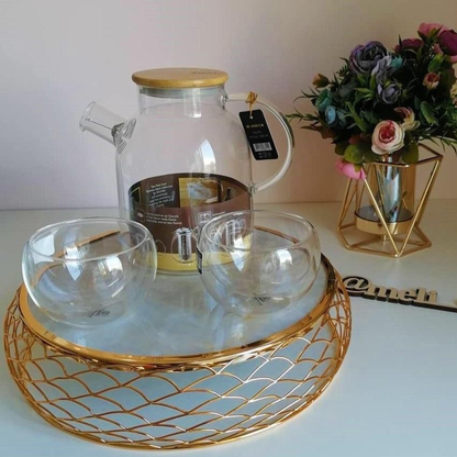 Wilmax Thermo Glass Tea Set for Two with Bowls, 3-Piece