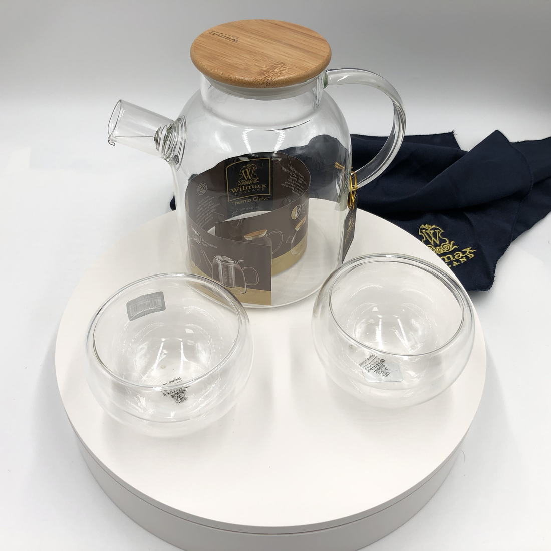 Wilmax Thermo Glass Tea Set for Two with Bowls, 3-Piece