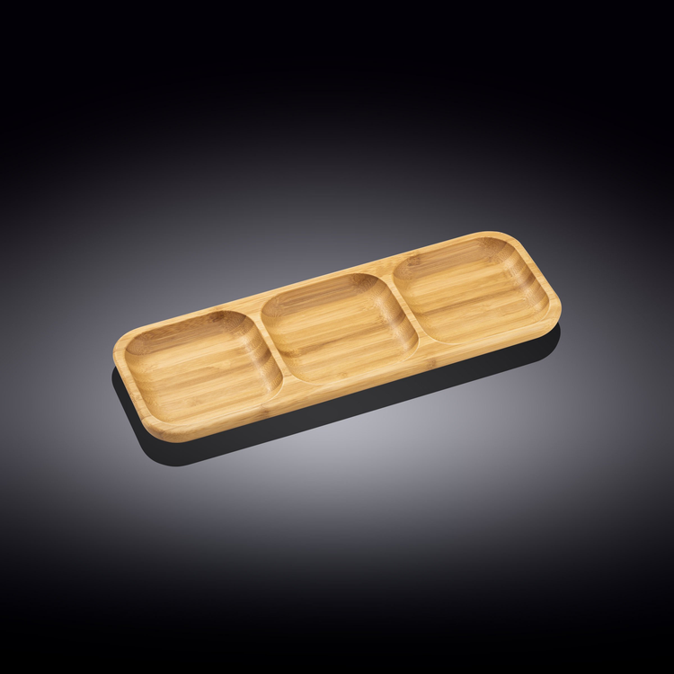 Wilmax Bamboo Divided Serving Dish, 13 x 4.5 in