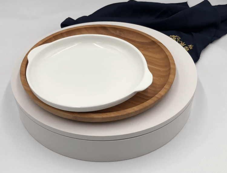 Wilmax Bamboo and Porcelain Round Baking Set, 10 in Plate