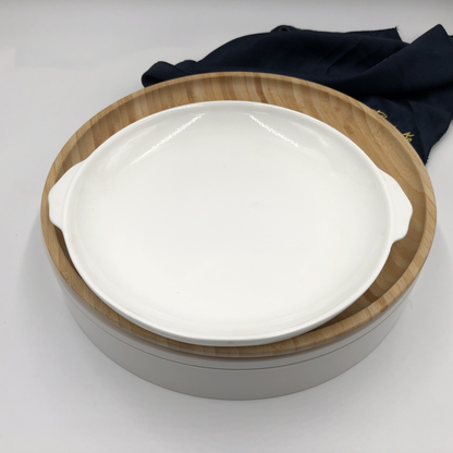 Wilmax Bamboo and Porcelain Round Baking Set, 11 in Plate