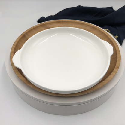 Wilmax Bamboo and Porcelain Round Baking Set, 11 in Plate