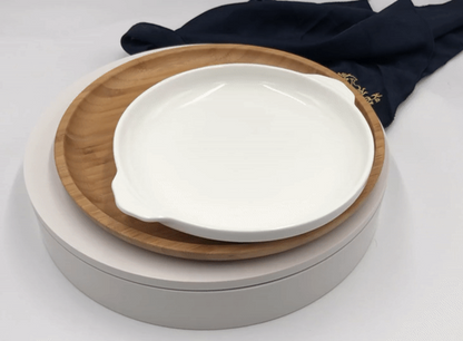 Wilmax Bamboo and Porcelain Round Baking Set, 11 in Plate