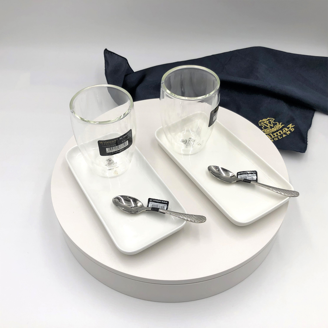 Wilmax Porcelain & Glass Dessert Set for Two