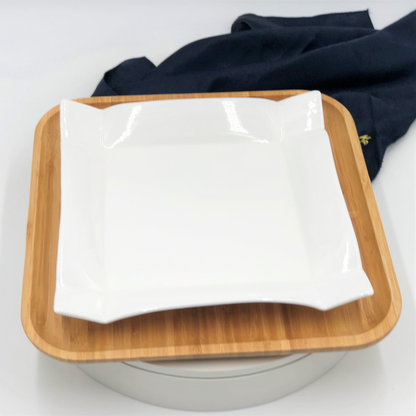 Wilmax Square Bamboo and Porcelain Dinnerware Set