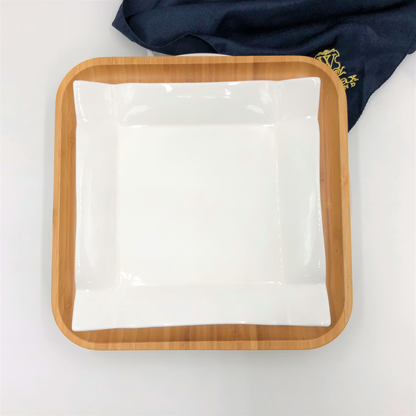 Wilmax Square Bamboo and Porcelain Dinnerware Set