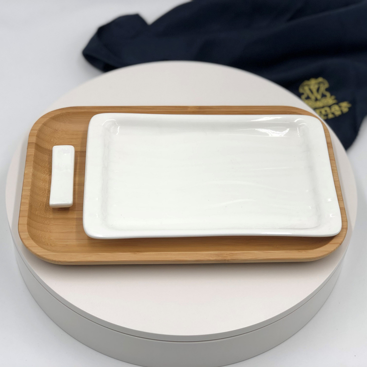 Wilmax Bamboo & Porcelain Sushi Serving Set for One