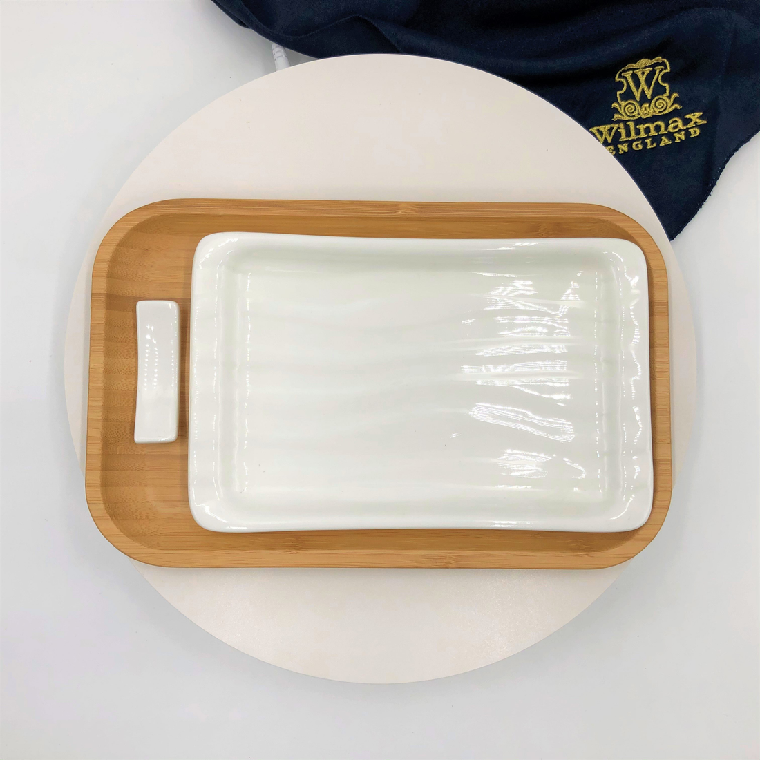 Wilmax Bamboo & Porcelain Sushi Serving Set for One