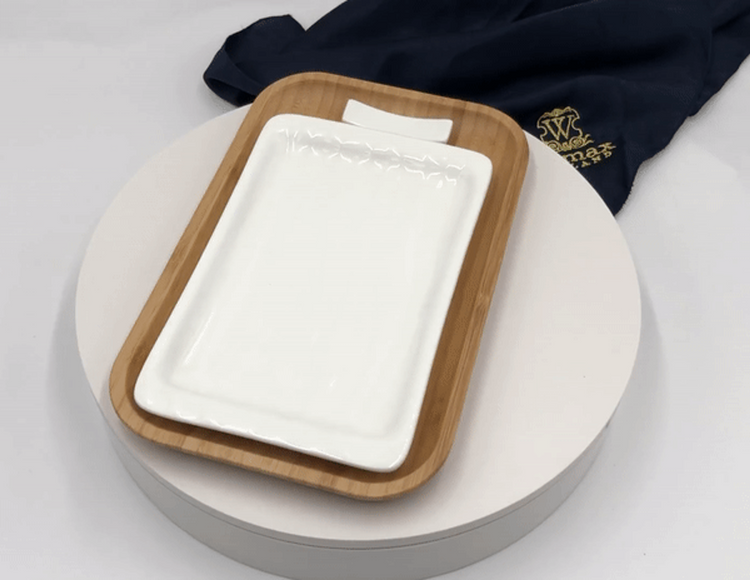 Wilmax Bamboo & Porcelain Sushi Serving Set for One