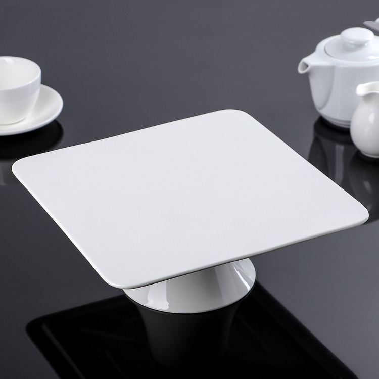 Wilmax Porcelain Square Cake Stand, 12 in, Gift Boxed