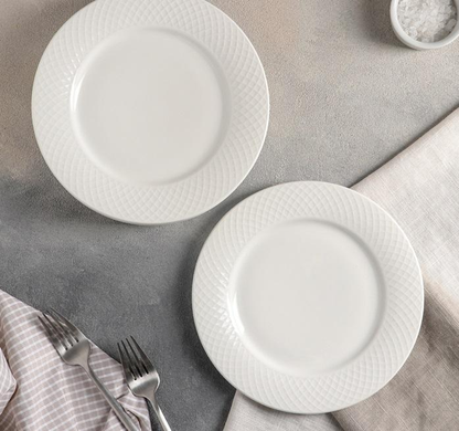 Wilmax Porcelain Dessert Plates, 8 in, Set of 6