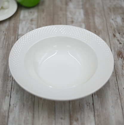 Wilmax Porcelain Deep Soup Plates, 9 in, Set of 6