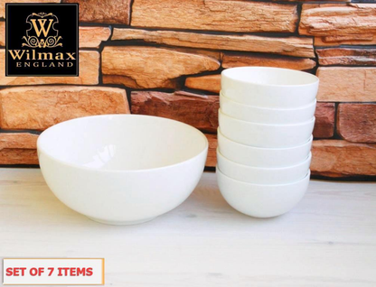 Wilmax White Porcelain Bowl Set, 7-Piece