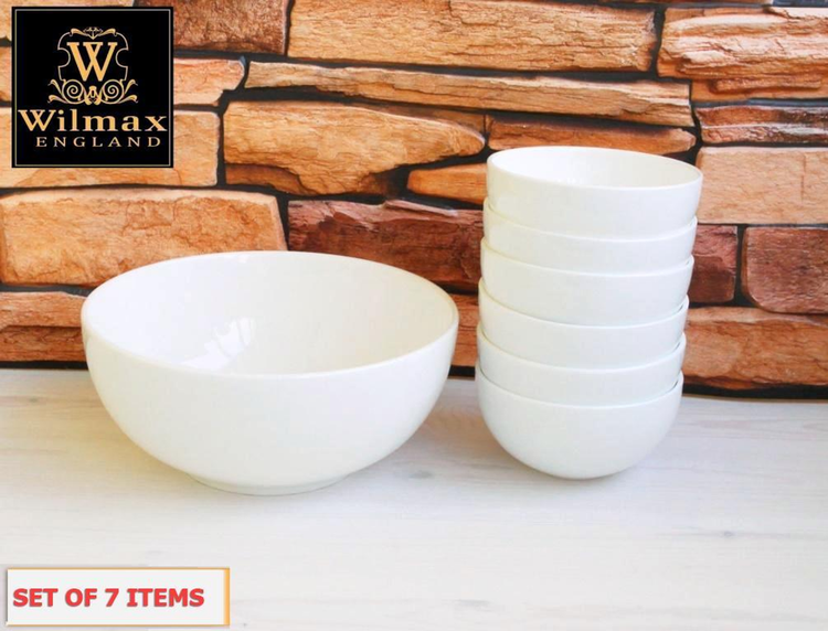 Wilmax White Porcelain Bowl Set, 7-Piece