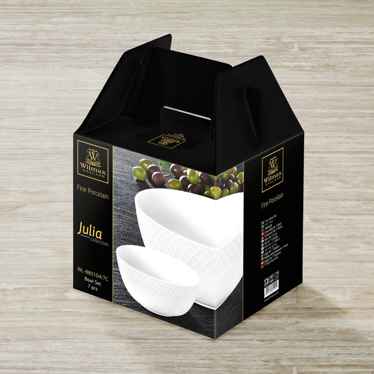 Wilmax White Porcelain Bowl Set, 7-Piece