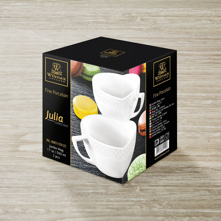 Wilmax Julia Porcelain Jumbo Mug Set of 2, 17 oz