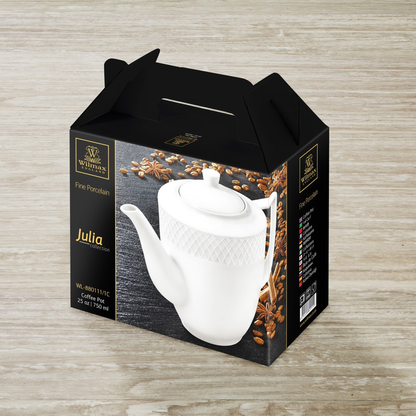 Wilmax Julia Porcelain Coffee Pot, 25 oz (750 ml), Gift Boxed
