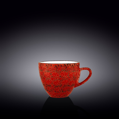Wilmax Splash Porcelain Cup, 10 oz, Red, Set of 6