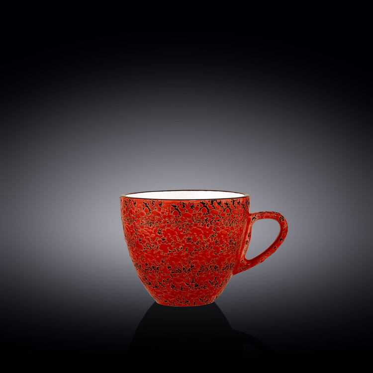 Wilmax Splash Porcelain Cup, 10 oz, Red, Set of 6