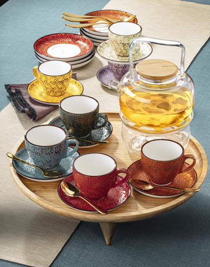Wilmax Splash Porcelain Cup, 10 oz, Red, Set of 6