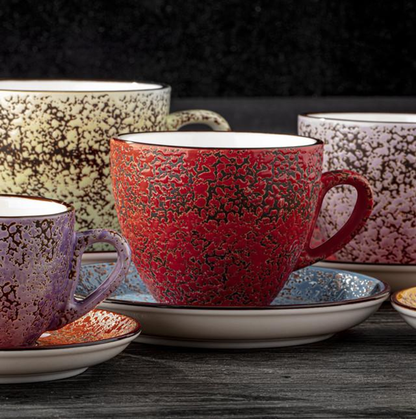 Wilmax Splash Porcelain Cup, 10 oz, Violet, Set of 6