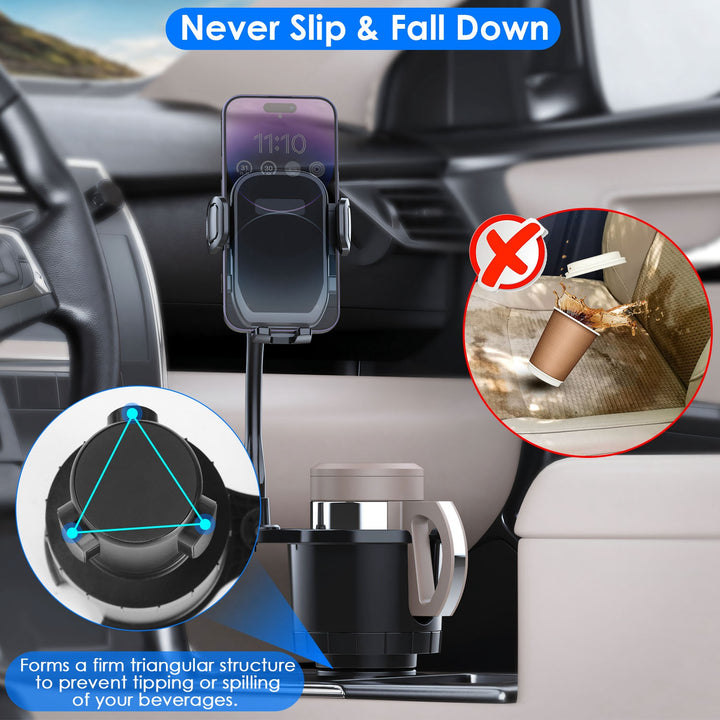 Cup holder phone mount holding smartphone for GPS