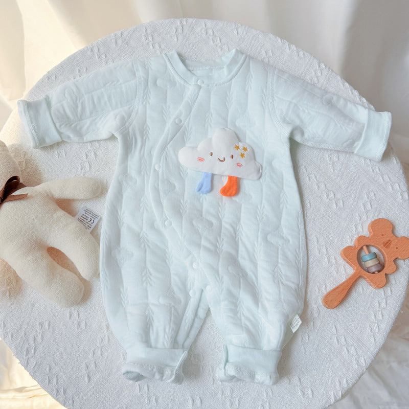 Cotton Quilted Baby Jumpsuit for Autumn and Winter