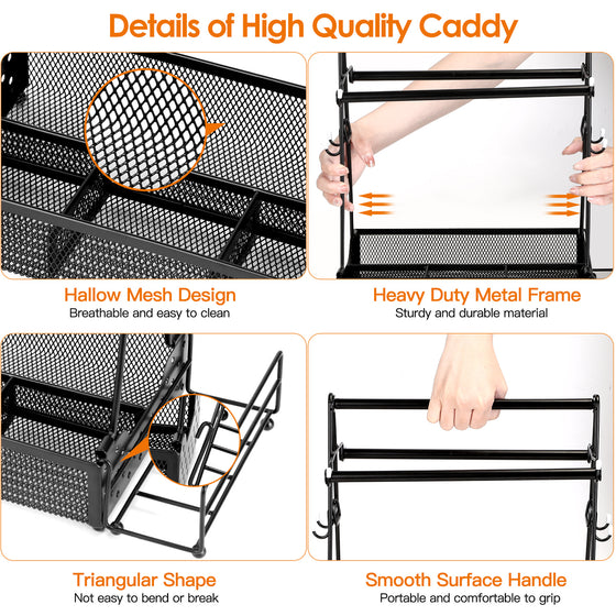 Close-ups of the caddy mesh, frame and handle