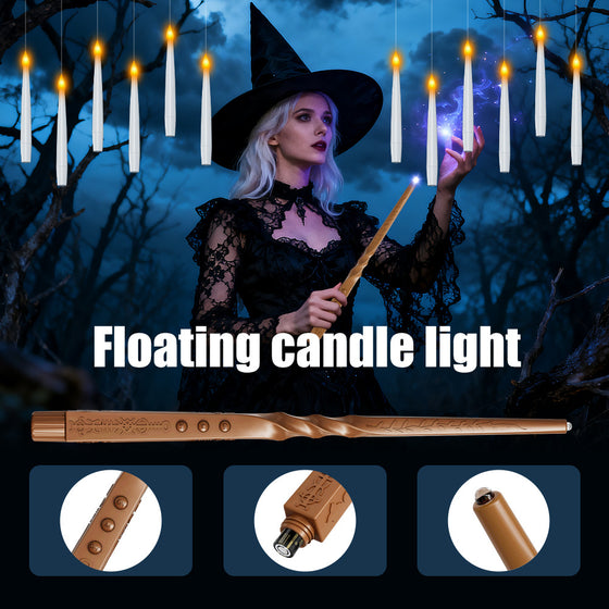 Halloween Floating LED Candle Lights with Magic Wand