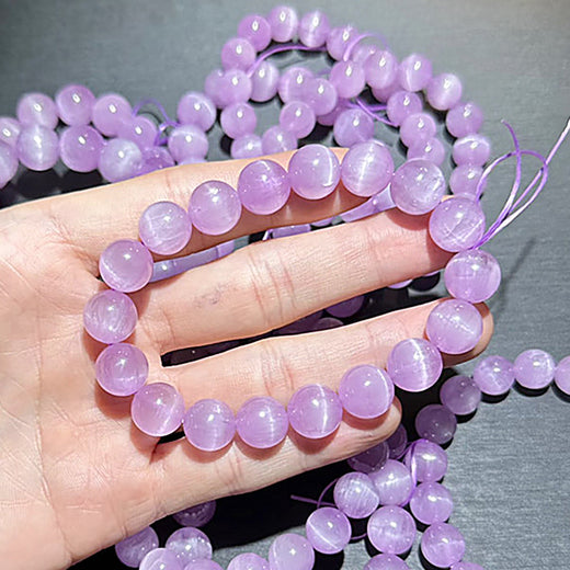 Natural Lavender Kunzite Cat Eye Crystal Bracelet