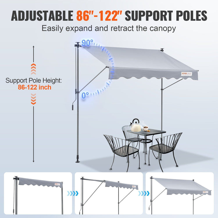 78-inch manual retractable window awning fabric canopy detail