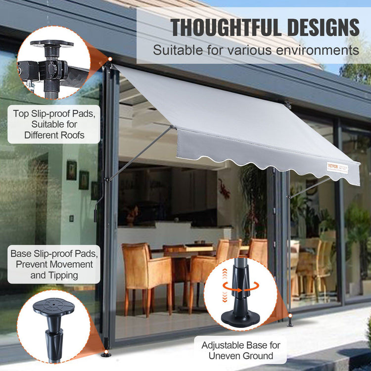 78-inch manual retractable window awning mounted above a kitchen window