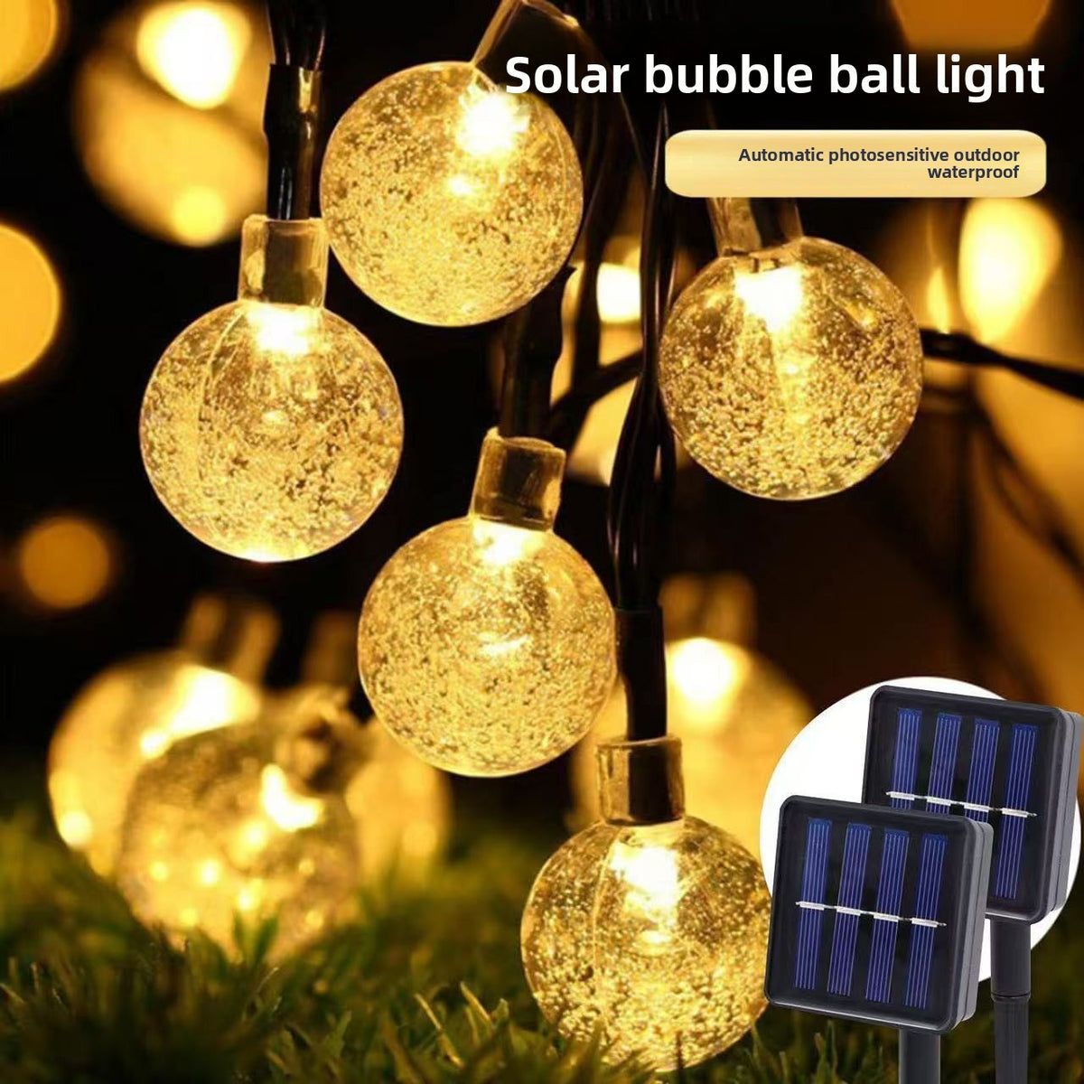 LED Solar Bubble Light String Outdoor Waterproof Crystal Ball Lights