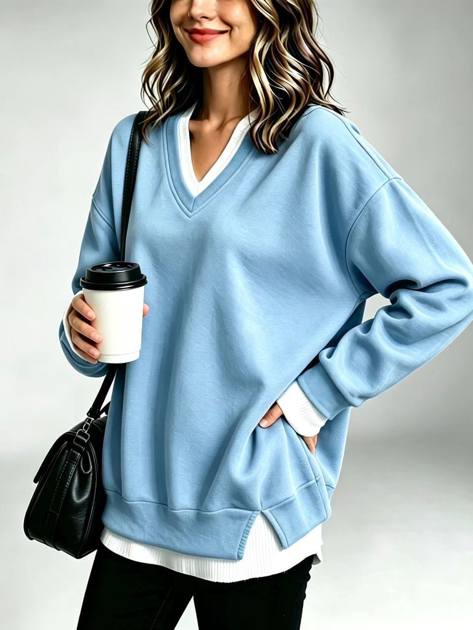 V-neck sweatshirt
