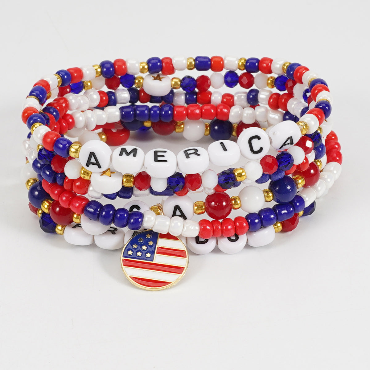 Red White Blue American Flag Bracelet